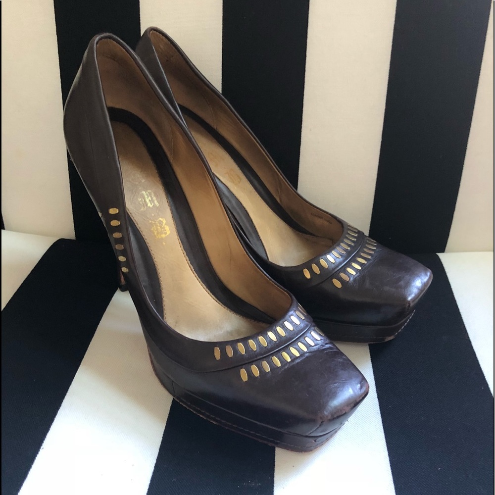 L.A.M.B. Brown leather heels